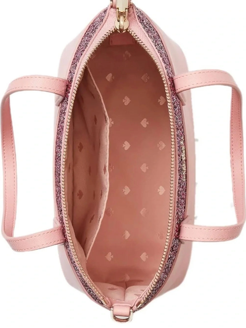NWT Kate spade Pink Tote with Pink Glitter Trim